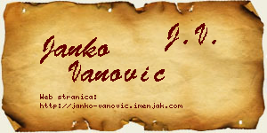 Janko Vanović vizit kartica